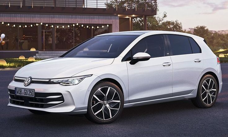 White Volkswagen Golf 8 premium hatchback rental in Morocco